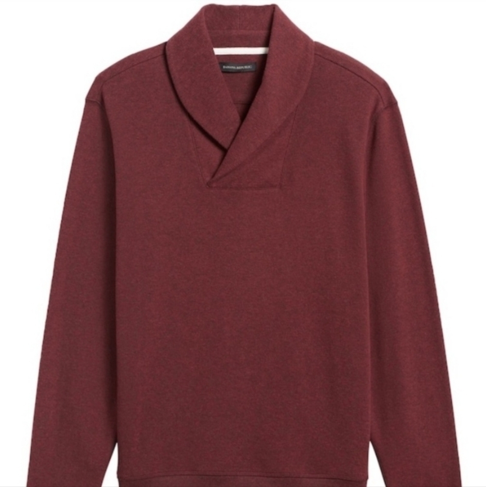 Banana Republic Ultra Soft Waffle Knit Sweater Collared Neck Maroon Men's Large